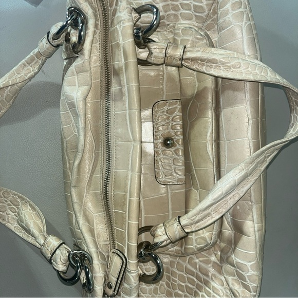 Coach Vintage Cream Beige Kristin Crocodile-Embossed Shoulder Satchel Bag - Picture 11 of 14